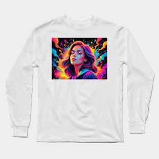 An Illustration of a Woman's Psychedelic Vision - colorful Long Sleeve T-Shirt